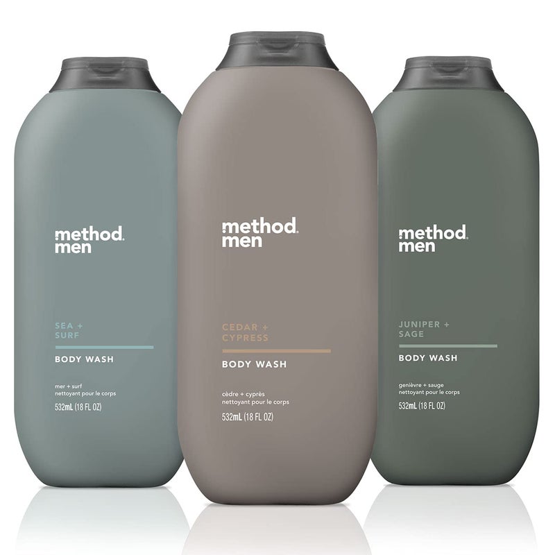 Method Men, 3-pack Body Wash 18 Oz Each (Sea + Surf, Cedar + Cypress, Juniper + Sage) - Image 1